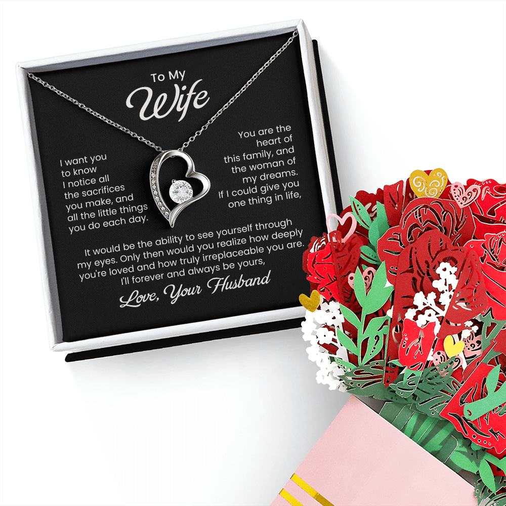 Forever Love Necklace Gift Set with Flower Bouquet & Message Card