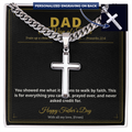To My Dad — A Man of Faith | Personalized Cross Cuban Link Chain | Christian Father's Day Gift with Message Card