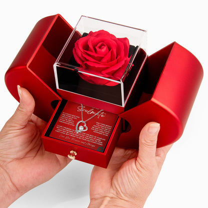 Forever Love Necklace Heart Box Gift Set | Eternal Rose & Jewelry