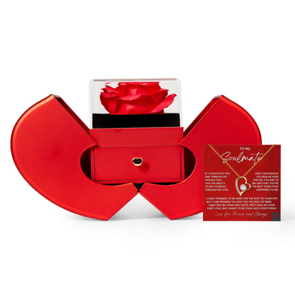 Forever Love Necklace Heart Box Gift Set | Eternal Rose & Jewelry