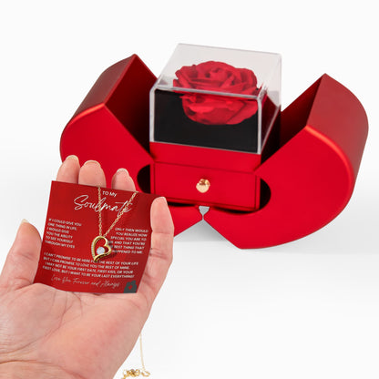 Forever Love Necklace Heart Box Gift Set | Eternal Rose & Jewelry